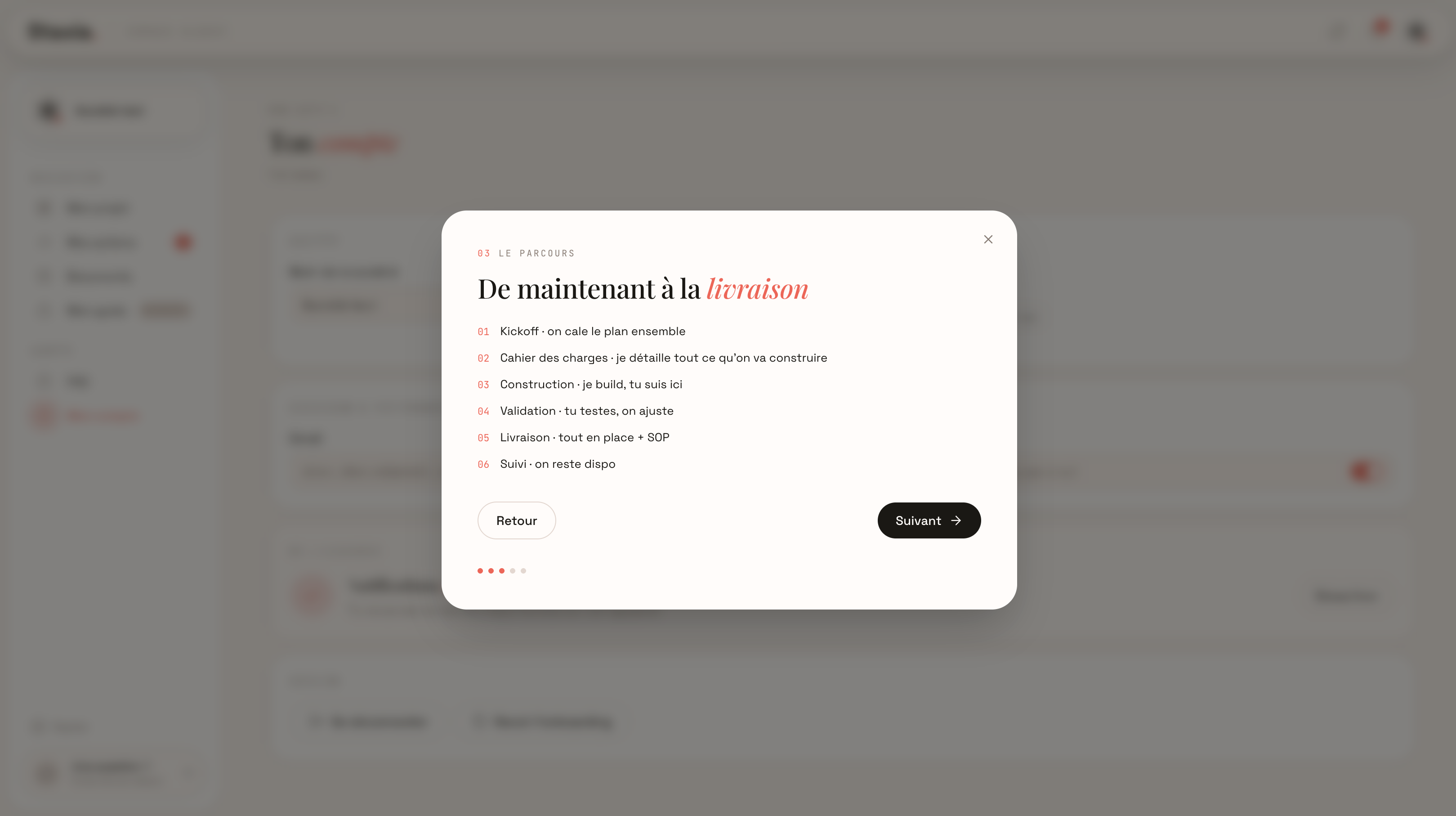 Onboarding — la livraison